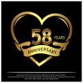 58 years anniversary golden. anniversary template design for web, game ,Creative poster, booklet, leaflet, flyer, magazine, invit