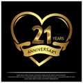 21 years anniversary golden. anniversary template design for web, game ,Creative poster, booklet, leaflet, flyer, magazine, invita