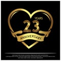 23 years anniversary golden. anniversary template design for web, game ,Creative poster, booklet, leaflet, flyer, magazine, invita