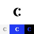 C with two dots vector. Minimalism logo, icon, symbol, sign from letters c.