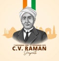 Vector of India Physicist C. V. Raman Jayanti poster design template