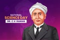 Vector of Indian physicist C. V. Raman. Indian national science day celebration