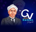 Vector of Indian physicist C. V. Raman. Indian national science day celebration