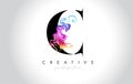 C Vibrant Creative Leter Logo Design with Colorful Smoke Ink Flo