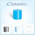 C.ylinder. Image of volumetric geometrical figure with examples of such objects form