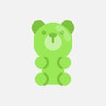 Green gummy bear candy icon for kids. Vector illustration. Royalty Free Stock Photo