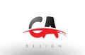 CA C A Brush Logo Letters with Red and Black Swoosh Brush Front