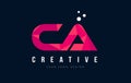 CA C A Letter Logo with Purple Low Poly Pink Triangles Concept