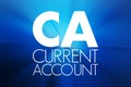 CA - Current Account acronym, business concept background