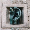 Ca` dell`Orregia meaning Ear House is a reference to a bronze ear-shaped intercom created by Aolf Wildt placed next to the front Royalty Free Stock Photo