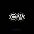 CA initial letter linked circle capital monogram logo modern template silver color version