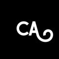 CA letter logo design on black background. CA creative initials letter logo concept. ca letter design. CA white letter design on Royalty Free Stock Photo