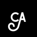 CA letter logo design on black background. CA creative initials letter logo concept. ca letter design. CA white letter design on Royalty Free Stock Photo