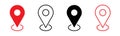 Location icon set map pointer pin sign symbol red black outline destination icon place address navigation locator sign
