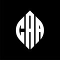 CAA circle letter logo design with circle and ellipse shape. CAA ellipse letters with typographic style. The three initials form a