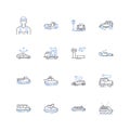 Cab line icons collection. Taxi, Driver, Car, Ride, Travel, Fare, Passenger vector and linear illustration. Transport Royalty Free Stock Photo