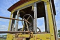 Cab and steering mechanism of an old road grader Royalty Free Stock Photo