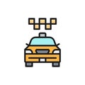 Cab, taxi, city car, public transport flat color line icon.