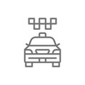 Cab, taxi, city car, public transport line icon.