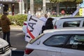 Cab. Taxi. Taxi drivers Demonstration of taxi drivers through the streets of the city of Madrid