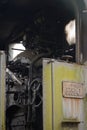 Cab view of an abandoned steam locomotive