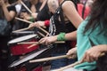 Argentina, women`s day,Detail of the rally / strike: women playing drums