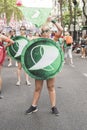 Argentina, women`s day 2020. Young woman defending the legal abortion law Royalty Free Stock Photo