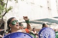 Argentina, women`s day 2020. Young woman defending the legal abortion law Royalty Free Stock Photo