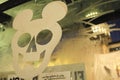 Hybrid symbol between Mickey Mouse and a skull, criticism of capitalism