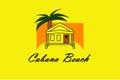 Cabana beach resort logo icon design flat isolated on yellow background Royalty Free Stock Photo