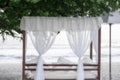 Cabana with White Curtains on a Beautiful Beach in Mexico Royalty Free Stock Photo