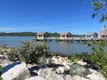 Cabanas on the water in Amber Cove cruise port in Puerto Plata, Dominican Republic