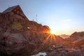 Cabane d`Orny at sunrise, Switzerland Royalty Free Stock Photo