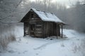 Cabane dans la neige. Generative AI