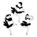 Cabaret dancer silhouettes set