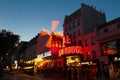 The cabaret famous Moulin Rouge at night,Montmartre area, Paris , France. Royalty Free Stock Photo