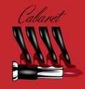 Cabaret. Vector hand drawn illustration of women`s legs in shoes isolated.