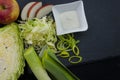 Cabbage, apple and leek salad with mayonaise