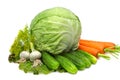 Cabbage,carrot,garlic,cucumbers,dill,lettuce. Royalty Free Stock Photo