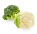 Cabbage cauliflower and broccoli isolated on white background