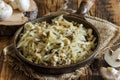 Cabbage with chicken and mushrooms Royalty Free Stock Photo