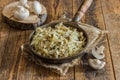 Cabbage with chicken and mushrooms Royalty Free Stock Photo