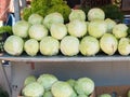 Cabbage on the counter. vegetables are sold on the street. farmer exposed his produce Royalty Free Stock Photo