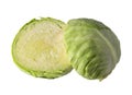 cabbage, cut in half on a white background Royalty Free Stock Photo