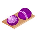 Cabbage and cutted cabbage on wooden chopping board Royalty Free Stock Photo
