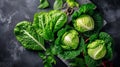 Cabbage of different varieties and types, flatlay vegetables, a banner filled with products Royalty Free Stock Photo