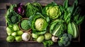 Cabbage of different varieties and types, flatlay vegetables, a banner filled with products