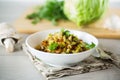 cabbage early fried with mushrooms, carrots and vegetables Royalty Free Stock Photo