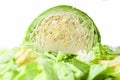 Cabbage head cut in half, isolated on a white background Royalty Free Stock Photo