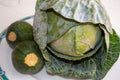 Cabbage head with with small zucchini.